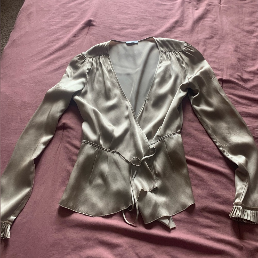 Gorgeous champagne colored Italian silk shirt